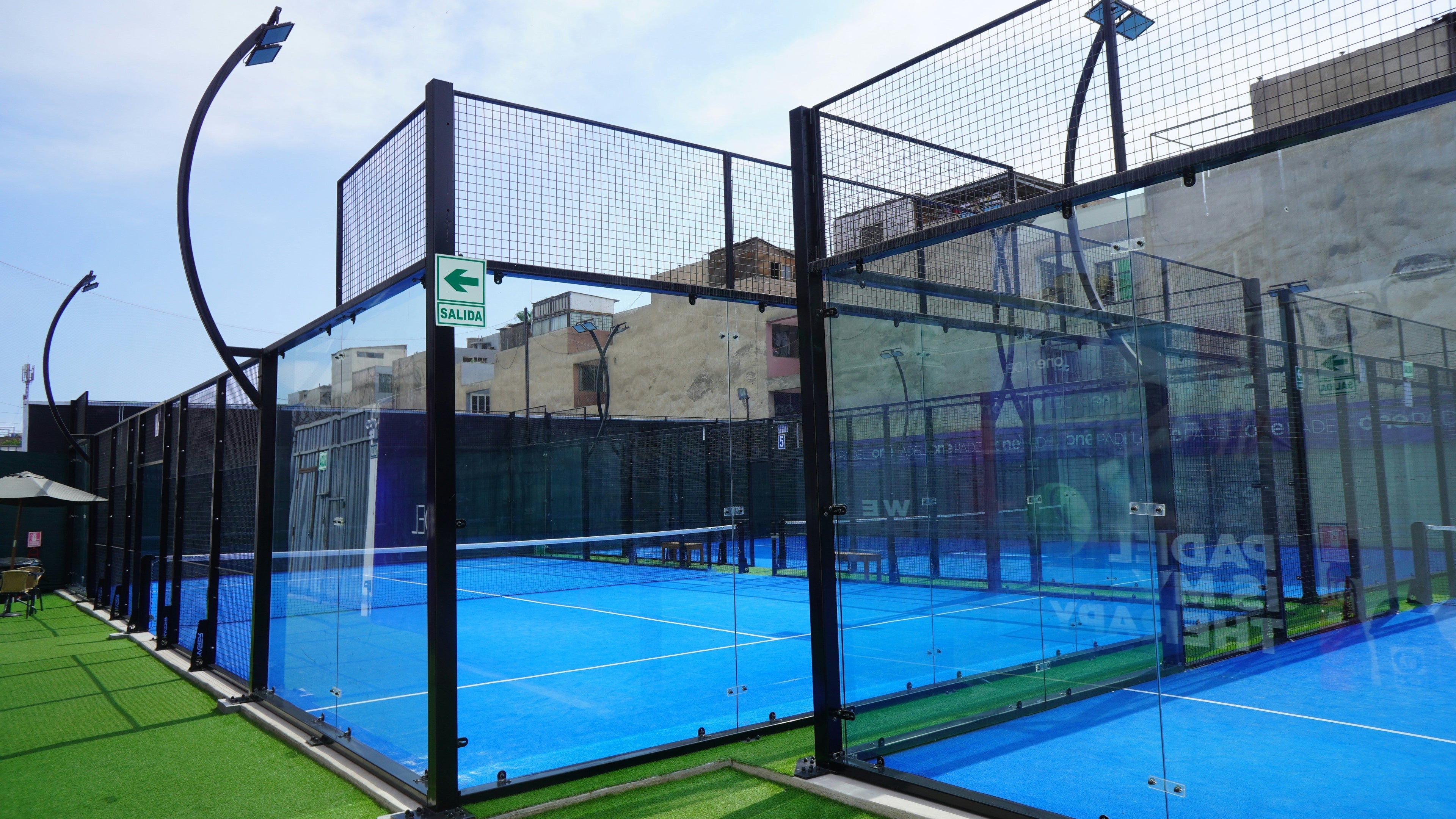 Empty urban padel courts.