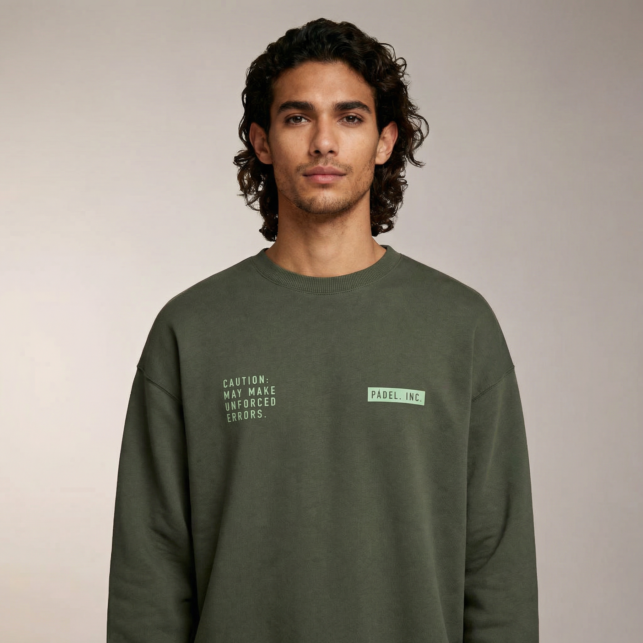 Unisex CAUTION: MAY MAKE UNFORCED ERRORS Oversize-fit Sweatshirt - Moss print