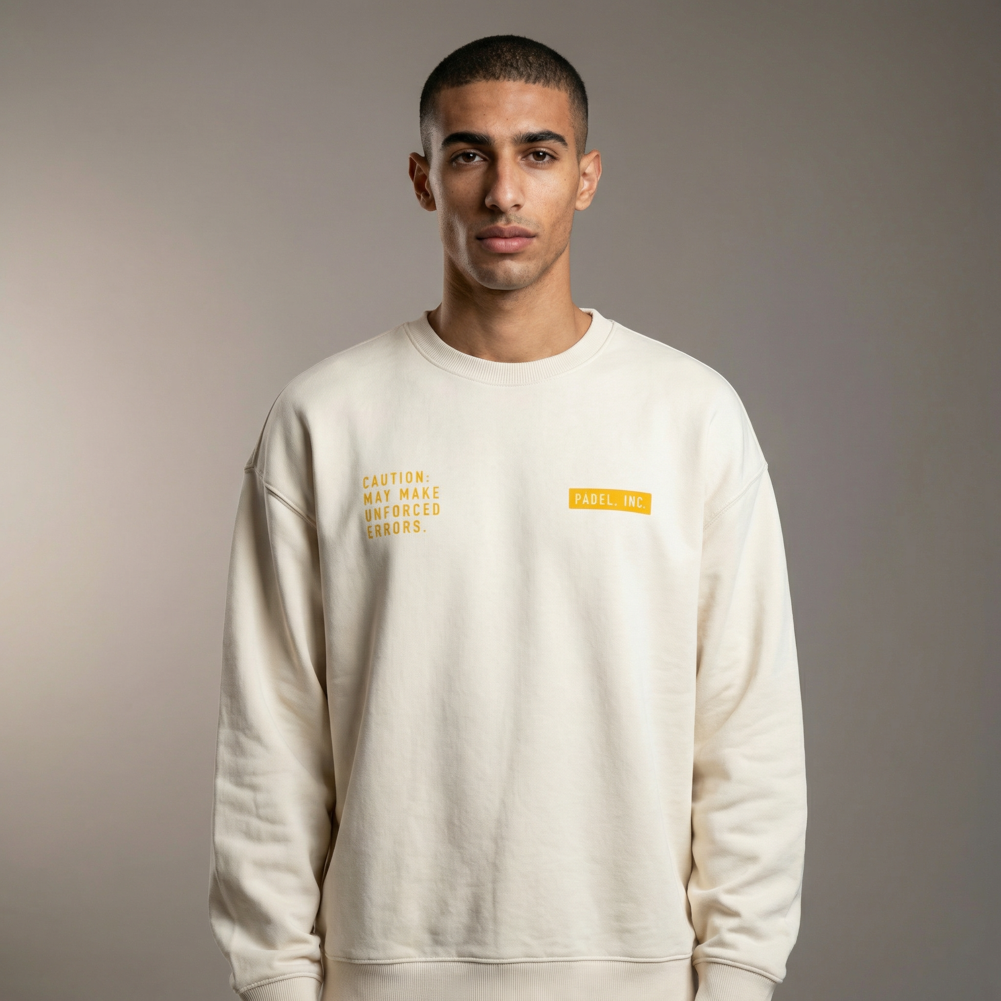 Unisex CAUTION: MAY MAKE UNFORCED ERRORS Oversize-fit Sweatshirt - Ochre print